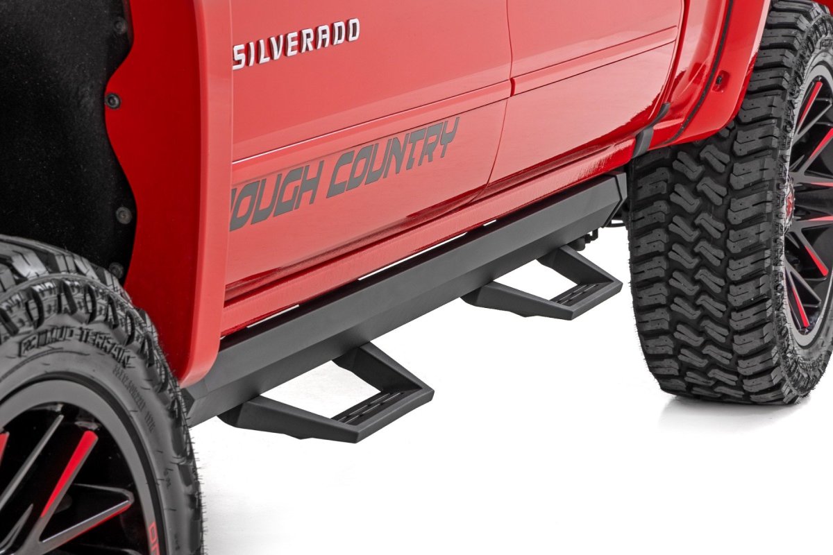Chevrolet Silverado 3500 HD Adjustable Step - Side - Rough Country - SRL2 Adj Aluminum - Black - '07-'18